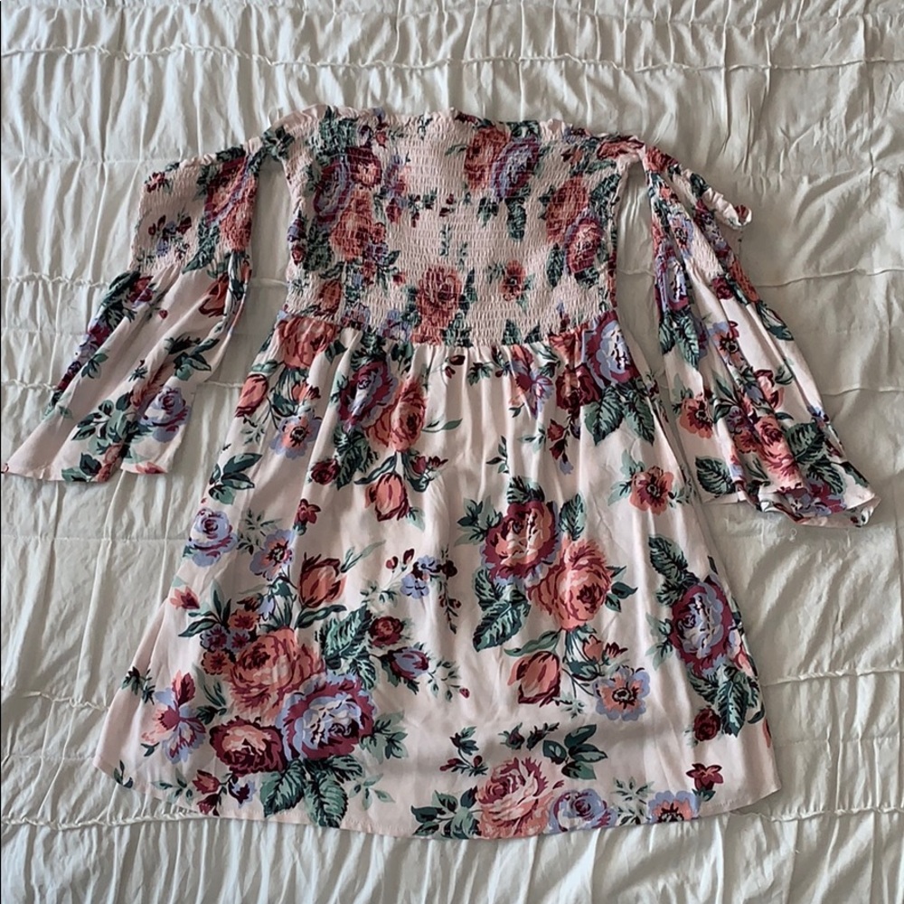 Floral Off the Shoulder Long Sleeve Dress